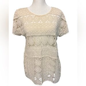 Anthropologie Lace Keren Top - Size Small Ivory Sheer
